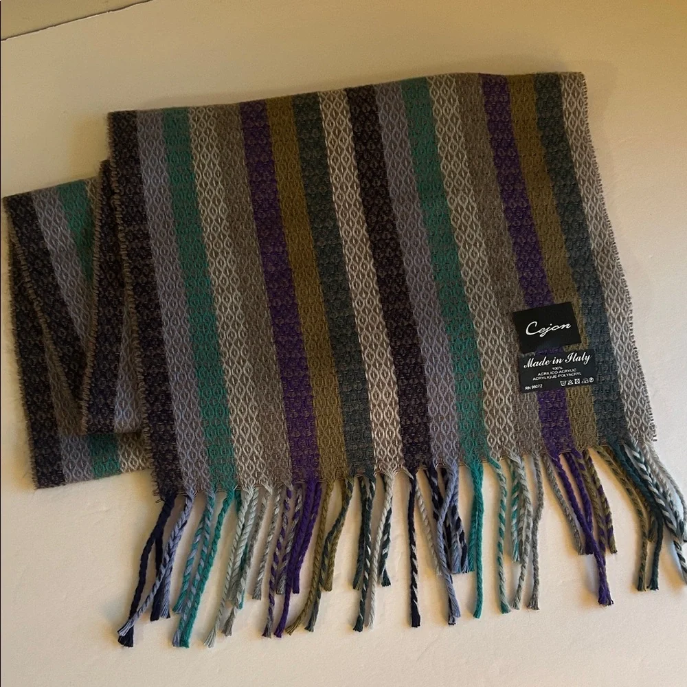 Cejon Italian Striped Woven Scarf